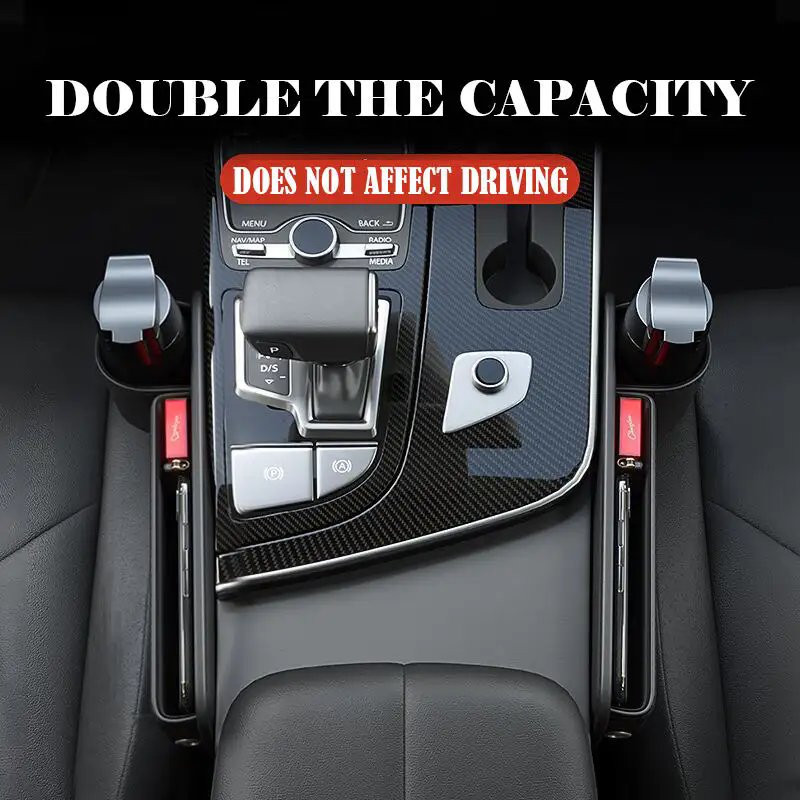 Premium Car Seat Gap Fillers & Storage Solutions - Front Seat Crevice Organizers with Leatherette Box Holders