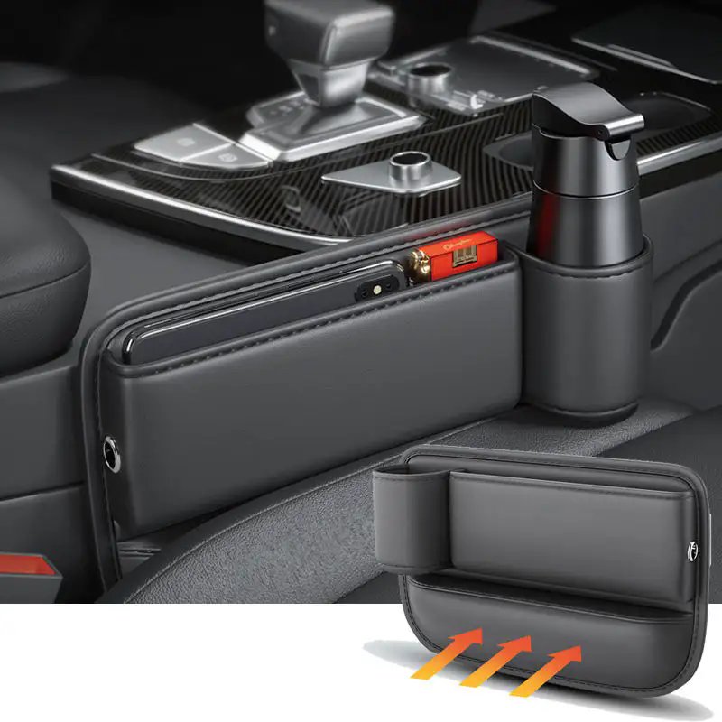 Premium Car Seat Gap Fillers & Storage Solutions - Front Seat Crevice Organizers with Leatherette Box Holders