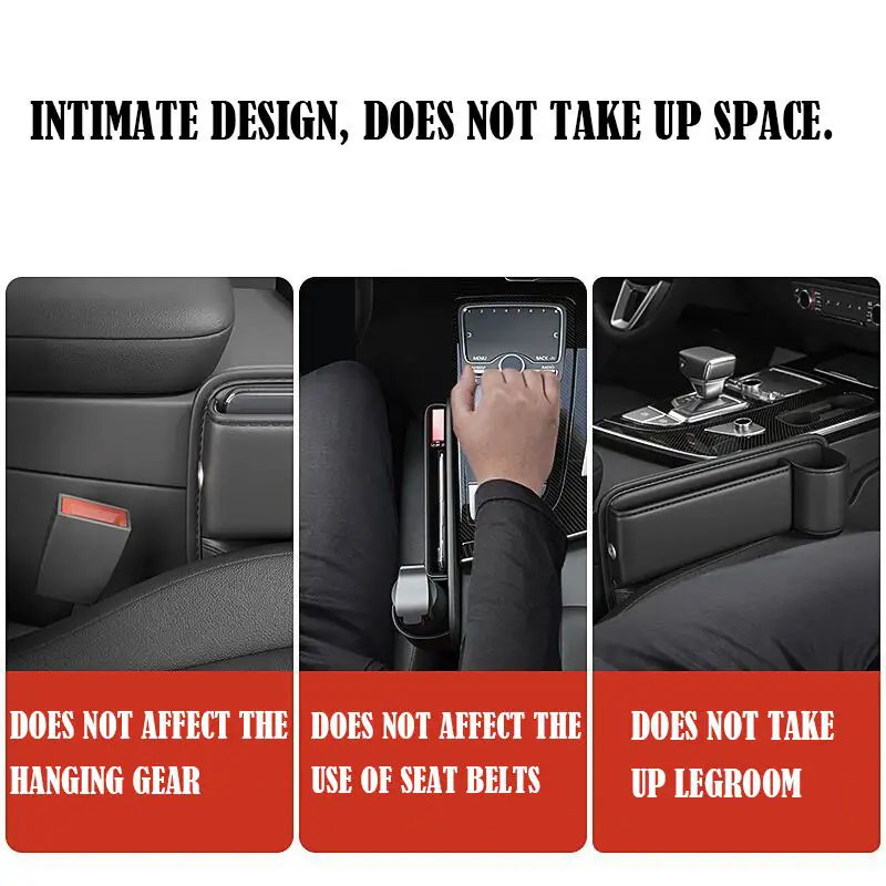 Premium Car Seat Gap Fillers & Storage Solutions - Front Seat Crevice Organizers with Leatherette Box Holders