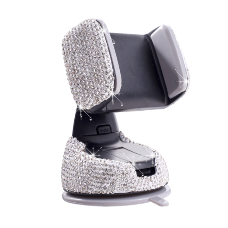 Automobile car phone holder for windshield dashboard with diamond