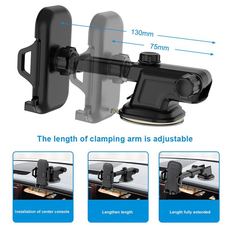 360 Degree rotatable and retractable long arms Strong Suction flexible car phone holder dashboard mount for IPhone car holder