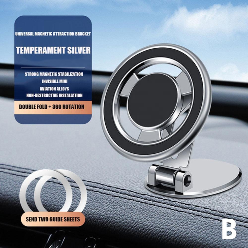 Metal Magnetic Mobile Phone Holder Car Mount Adhesive Cellphone Bracket Adjustable Stand Dashboard Foldable Car Phone Holder