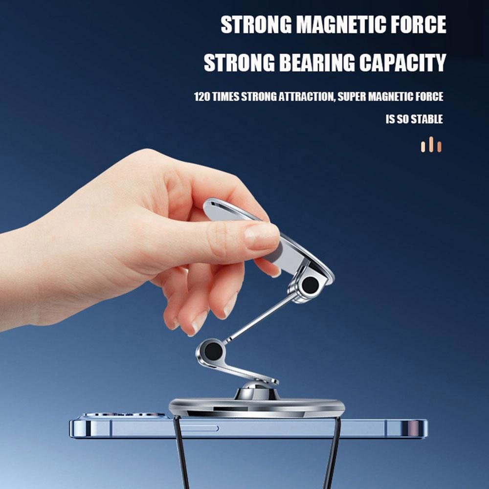 Metal Magnetic Mobile Phone Holder Car Mount Adhesive Cellphone Bracket Adjustable Stand Dashboard Foldable Car Phone Holder