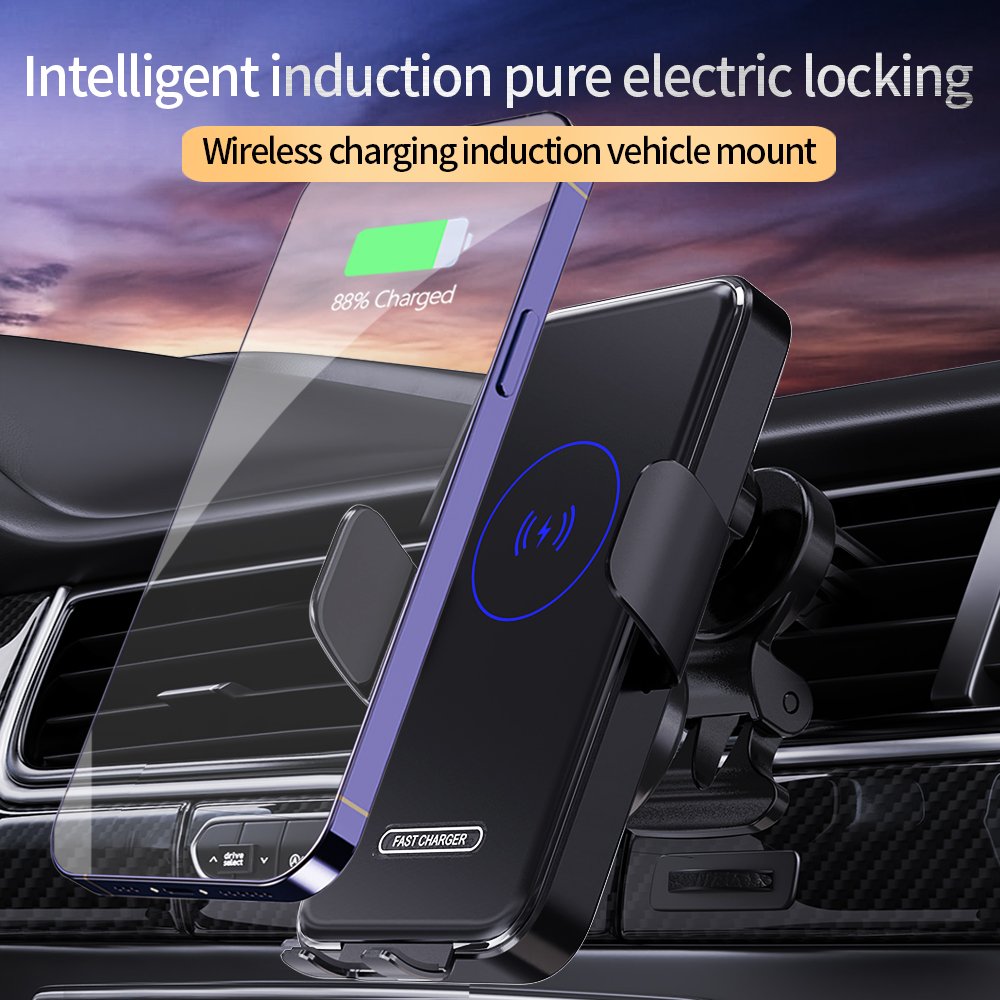 Magnetic Charging Mobile Phone Car Holder 15W Wireless Car Charger Mount Auto-sensing Phone Holder Stand Charger