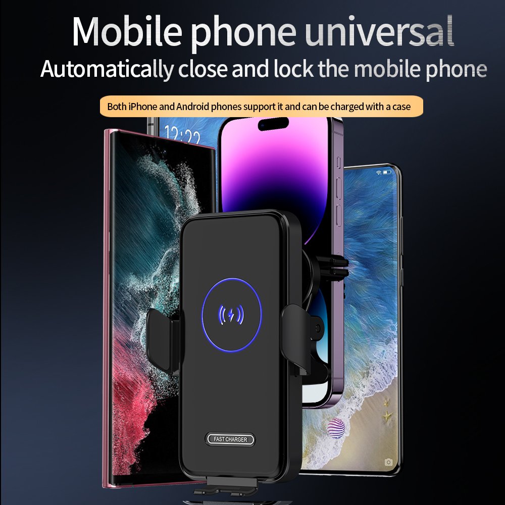 Magnetic Charging Mobile Phone Car Holder 15W Wireless Car Charger Mount Auto-sensing Phone Holder Stand Charger