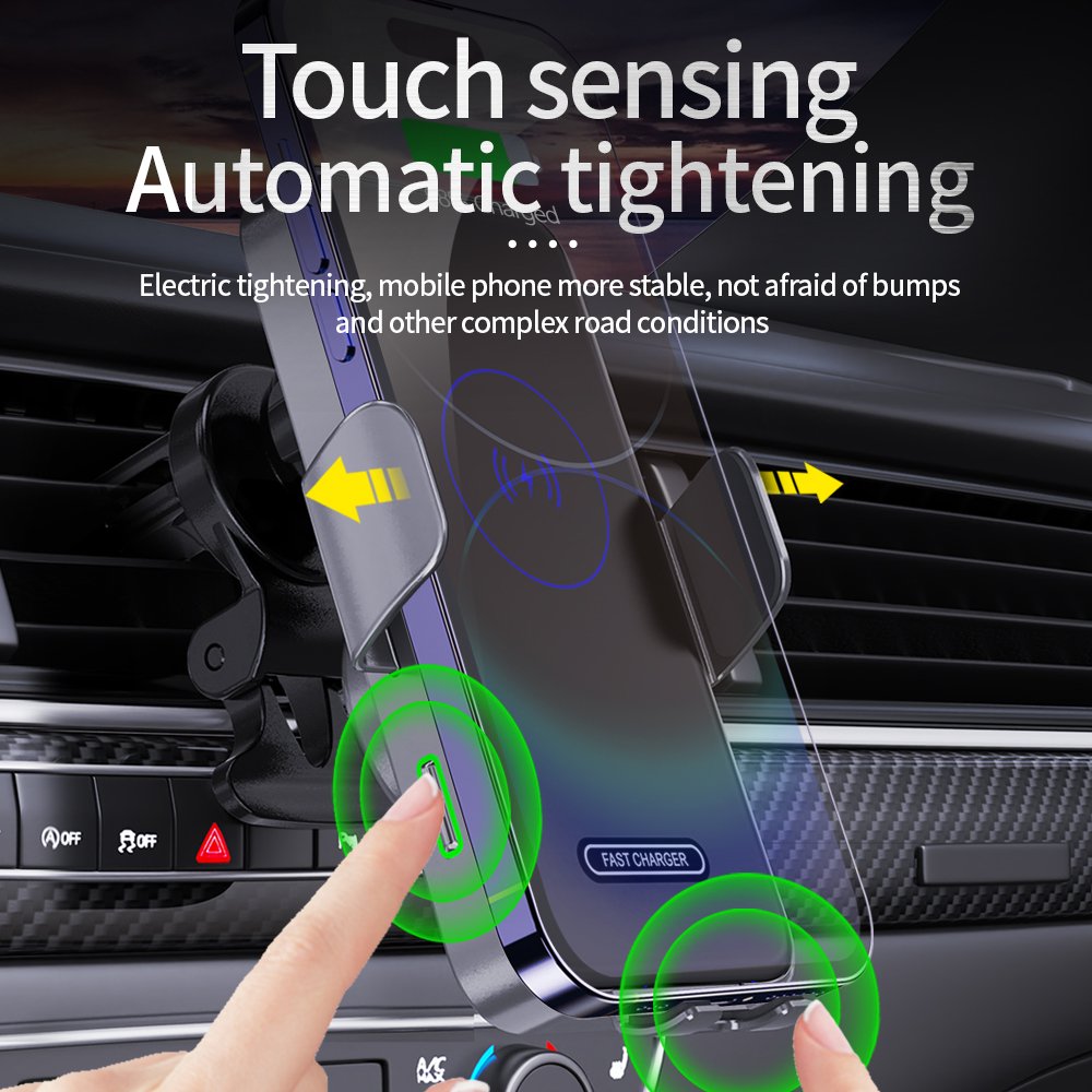 Magnetic Charging Mobile Phone Car Holder 15W Wireless Car Charger Mount Auto-sensing Phone Holder Stand Charger