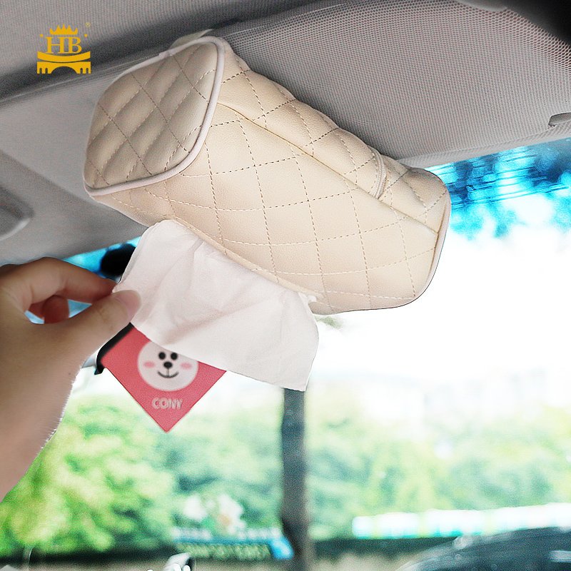 Factory Outlet Cheap Car Seat Back Tissue Holder Interior Decor PU Leather Car Armrest Console Tissue Organizer