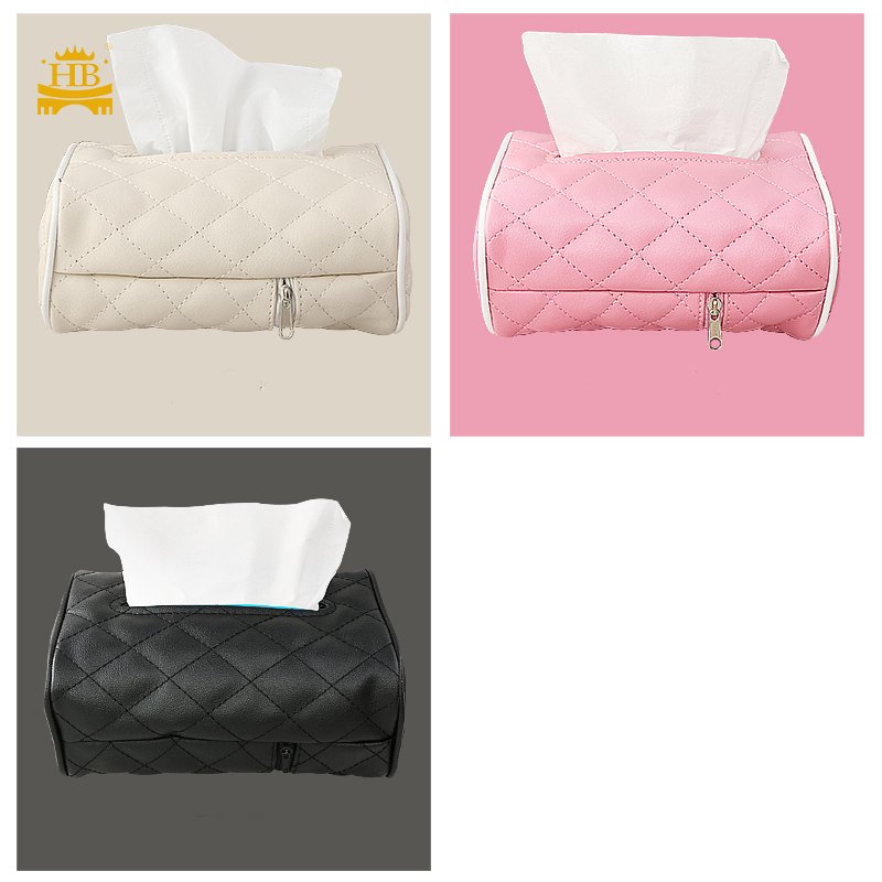 Factory Outlet Cheap Car Seat Back Tissue Holder Interior Decor PU Leather Car Armrest Console Tissue Organizer