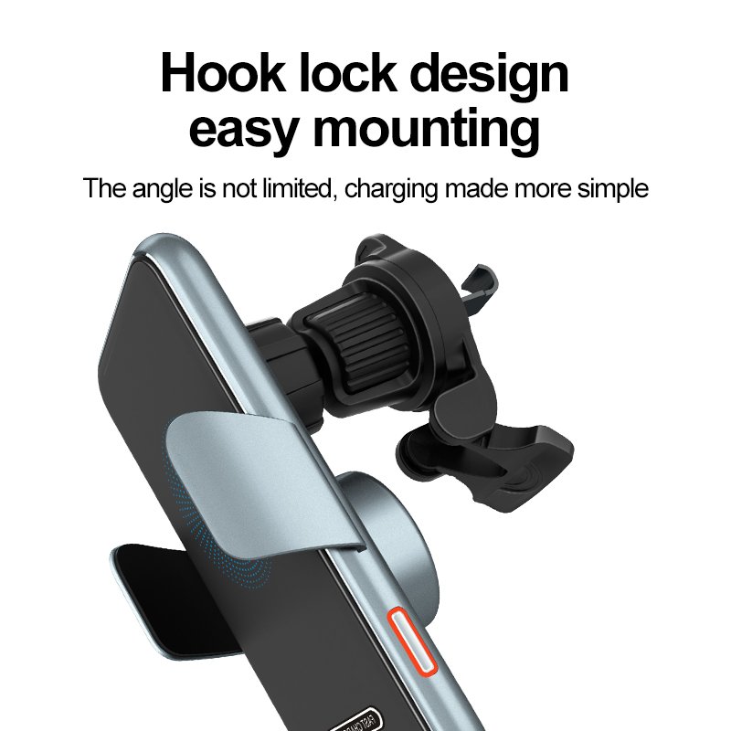 Aluminium 15W fast charging clamping car phone holder wireless charger,car wireless charger for smartphones