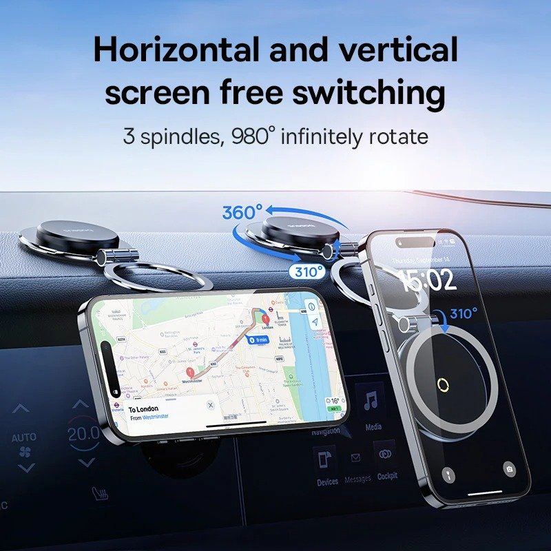 Baseus Magnetic Car Mobile Phone Holder Foldable Mount Stand Phone Holder for iPhone Xiaomi 13 14 15 Dashboard Center Console