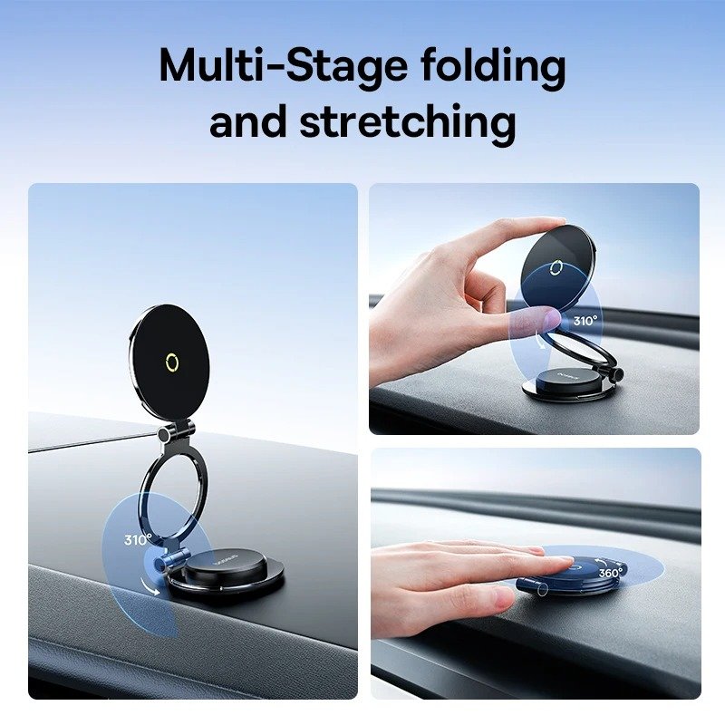 Baseus Magnetic Car Mobile Phone Holder Foldable Mount Stand Phone Holder for iPhone Xiaomi 13 14 15 Dashboard Center Console