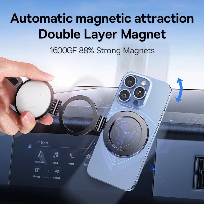 Baseus Magnetic Car Mobile Phone Holder Foldable Mount Stand Phone Holder for iPhone Xiaomi 13 14 15 Dashboard Center Console