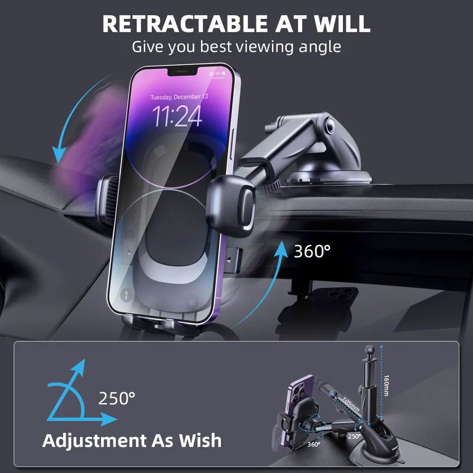 2-in-1 Suction Cup Windshield Car Mount Phone Holder Universal Dashboard Car phone Holder Desk Stand for iPhone