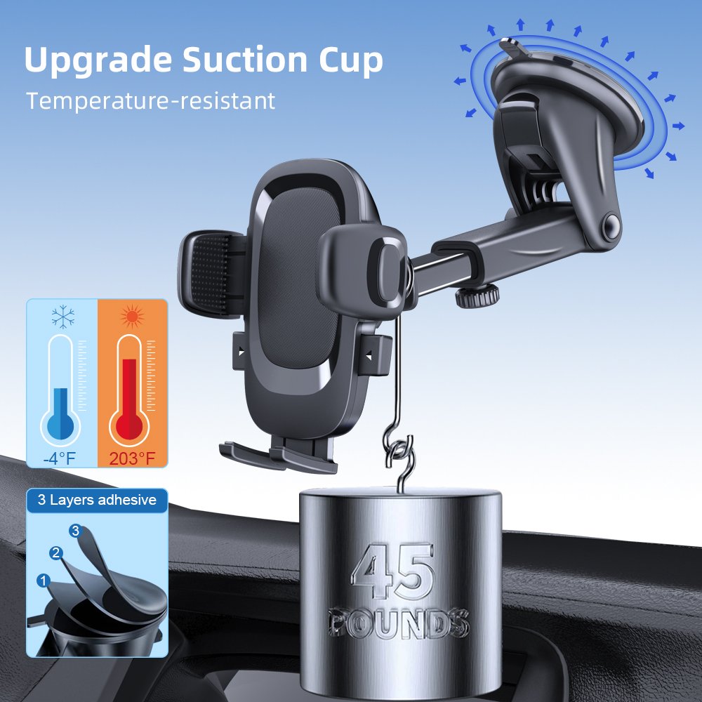 2-in-1 Suction Cup Windshield Car Mount Phone Holder Universal Dashboard Car phone Holder Desk Stand for iPhone