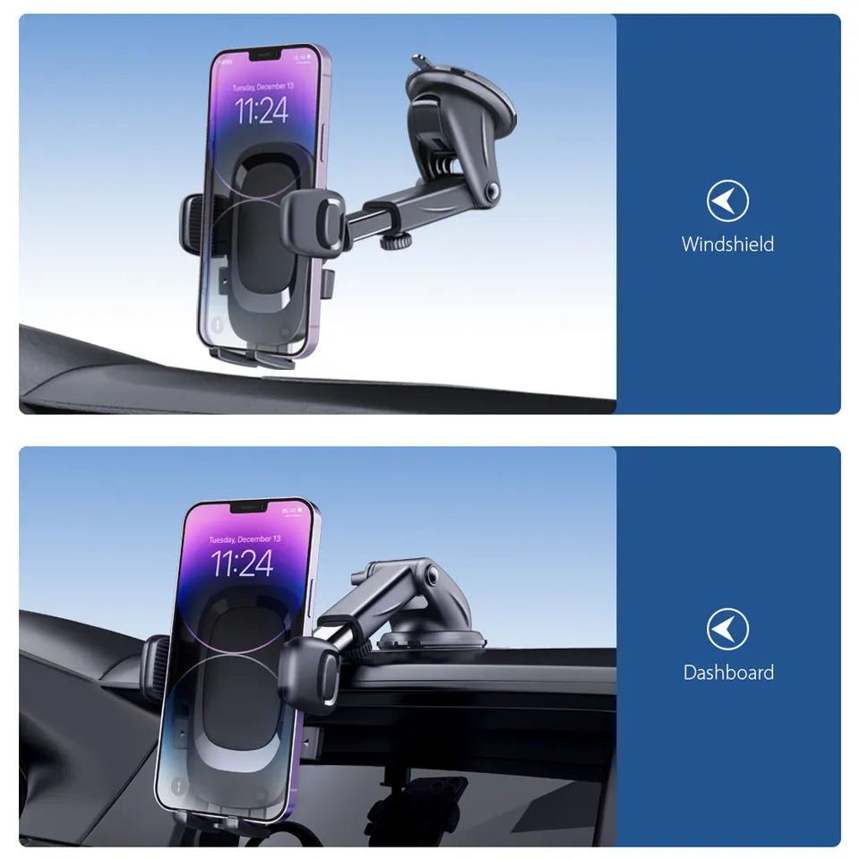 2-in-1 Suction Cup Windshield Car Mount Phone Holder Universal Dashboard Car phone Holder Desk Stand for iPhone