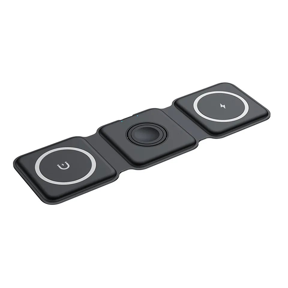 3 In 1 Foldable magnetic Fast Charging Station Pad 15W Wireless Charger Stand Dock For iPhone 14 13 for Apple Watch 8 7 earphone
