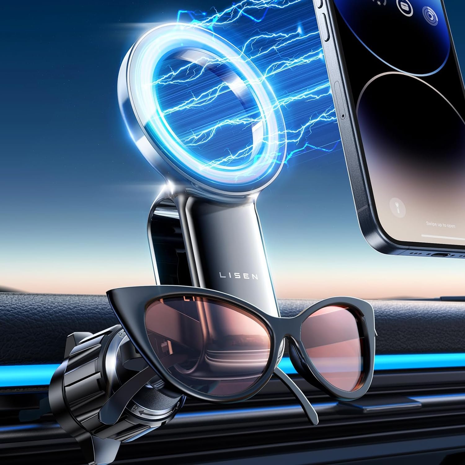 LISEN Trending 2024 Car Accessories Magnetic Ring Anti Car Holder Mobile Phone Holder For Car