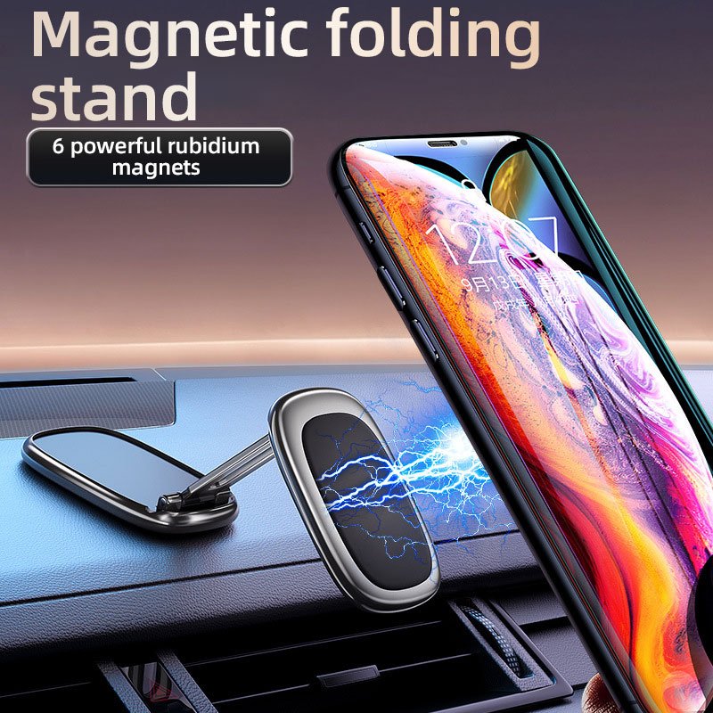 Foldable Magnet Dashboard Mobile Phone Holder For Car Universal Folding Bracket Rotation Magnetic Car Phone Mount