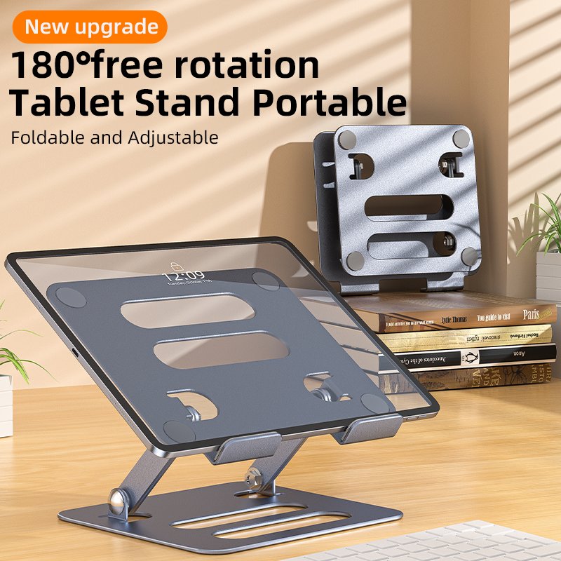 2022 New Mobile phone stents Tablet holder small portable folding table Aluminum Alloy Gray compatible 4.7-12.9 inch device