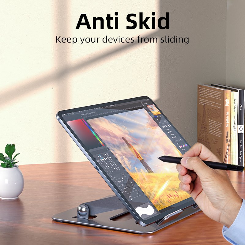 2022 New Mobile phone stents Tablet holder small portable folding table Aluminum Alloy Gray compatible 4.7-12.9 inch device