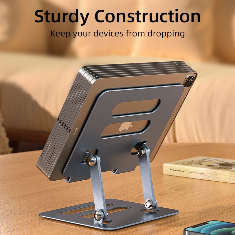 2022 New Mobile phone stents Tablet holder small portable folding table Aluminum Alloy Gray compatible 4.7-12.9 inch device