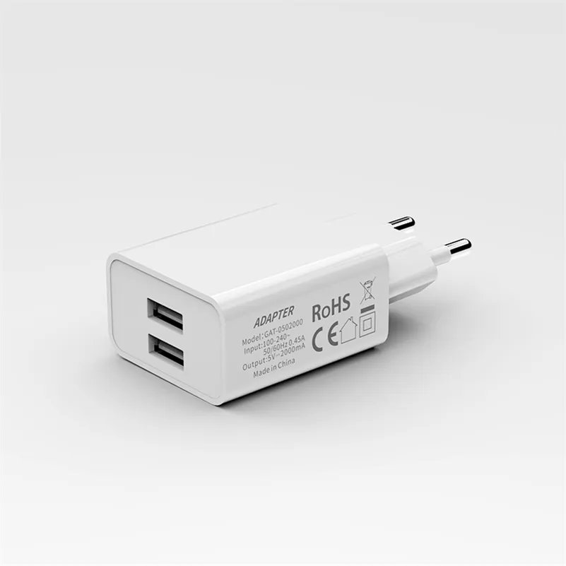 Xiomi Note 11 Pro CE Certification Wall Charger 2-port Double Usb Wall Plug Charger 5V 2A 10W Mobile Phone White DC 5V2A OEM YDS