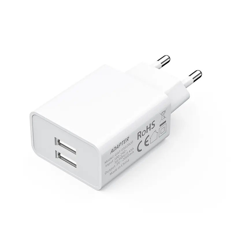 Xiomi Note 11 Pro CE Certification Wall Charger 2-port Double Usb Wall Plug Charger 5V 2A 10W Mobile Phone White DC 5V2A OEM YDS
