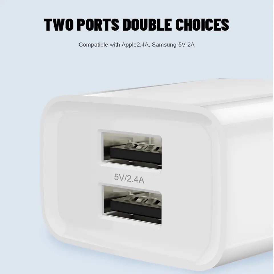 Xiomi Note 11 Pro CE Certification Wall Charger 2-port Double Usb Wall Plug Charger 5V 2A 10W Mobile Phone White DC 5V2A OEM YDS
