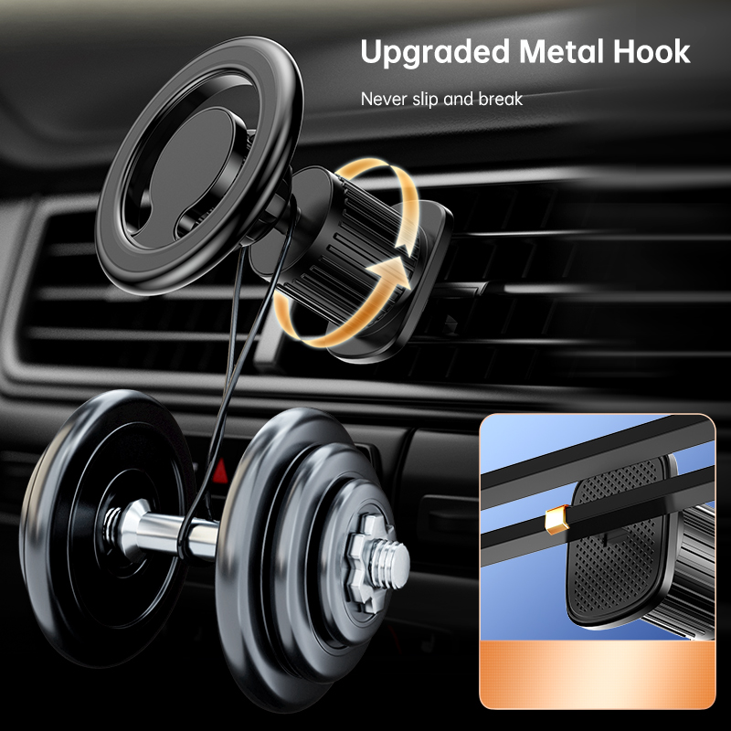 Magnetic car air vent phone holder with metal hook cell phone holder dock for car universal