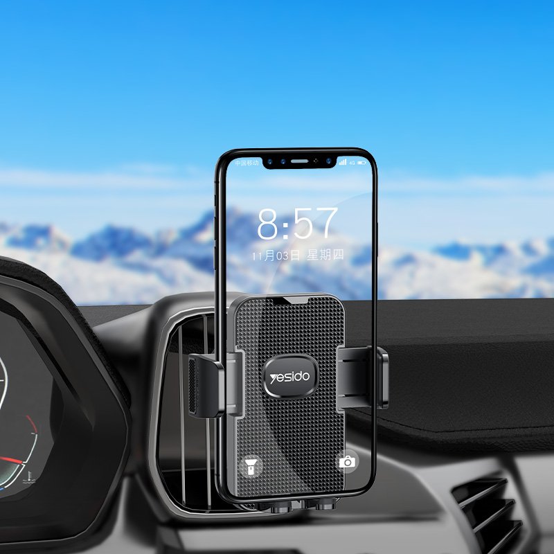 C136 YESIDO Airvent insert clip auto extending clamp arm car cell phone stand holder