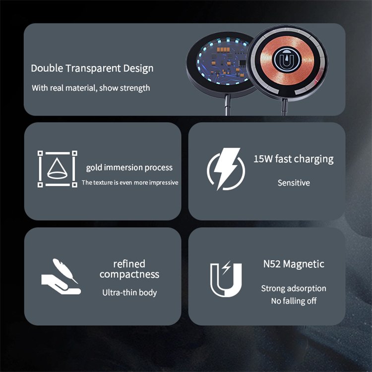 Factory Price Car Mount Wireless Charger 15W Magnetic Wireless Charging Phone Car Holder