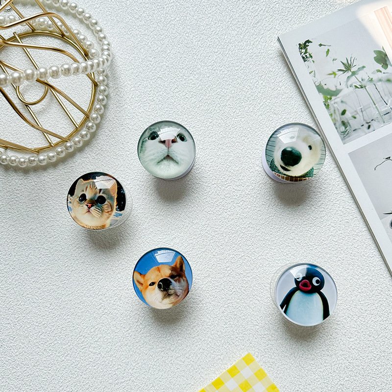 Best selling phone accessories luxury Design holder Factory Wholesale Glass Animal patterns customized Collapsible Give Gifts