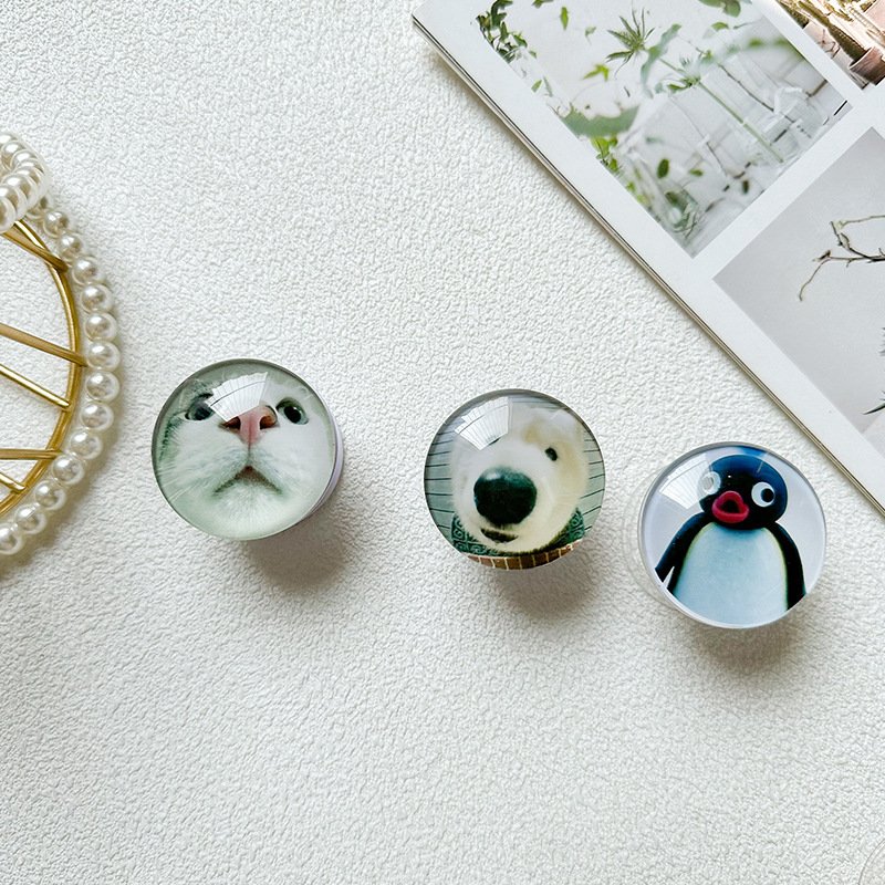 Best selling phone accessories luxury Design holder Factory Wholesale Glass Animal patterns customized Collapsible Give Gifts