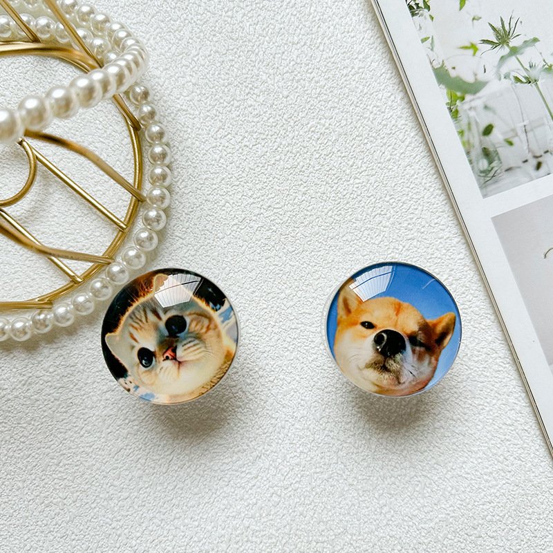Best selling phone accessories luxury Design holder Factory Wholesale Glass Animal patterns customized Collapsible Give Gifts