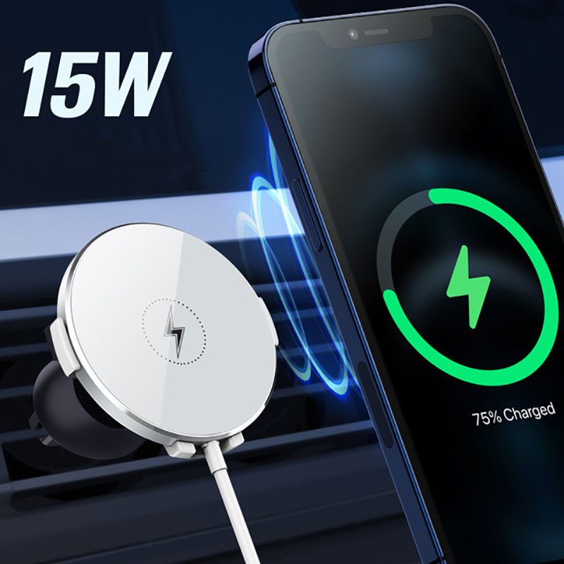 Fast charging magnet car phone holder 15w magnetic wireless car charger mount for Iphone 13/12