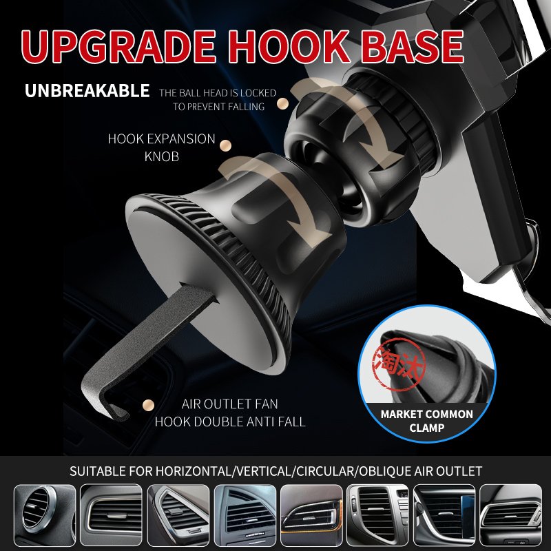 Universal Phone Holder for Car Air Vent Car Phone Holder Mount Hands Free Easy Clamp Compatible with iPhone