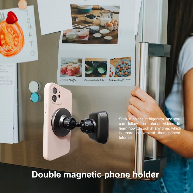 2024 Practical Aluminum Alloy 360 Degree Rotation Converter Double Headed Portable Strong Magnetic Gym Phone Holder