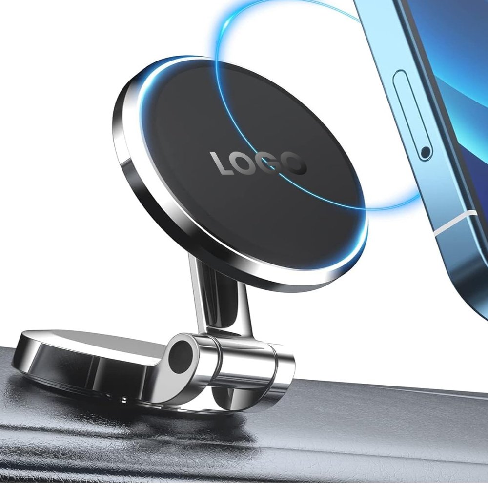 OEM LOGO Alloy Folding Magnetic Car Phone Holder 360 Rotation Magnetic Cell Phone Holder for Car Super Strong 10 Magnet Bracket