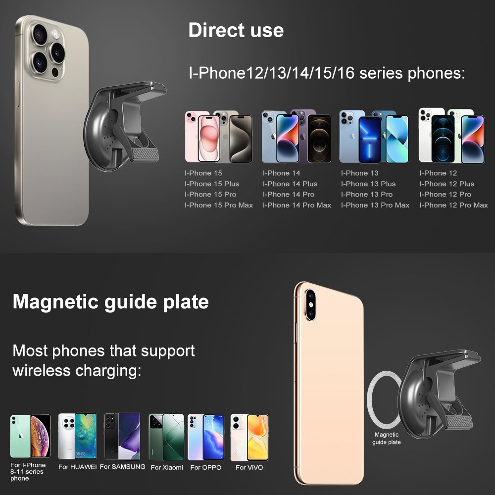 New Style Small Size 15W Fast Charging Car Phone Holder Magnetic Mobile Stand with Overcurrent Protection