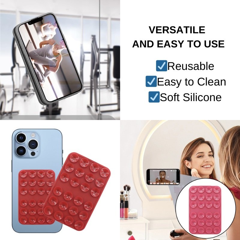 Mobile Phone Grip Double-sided Sticky Suction Pad Anti-slip Silicone Suction Cup Phone Grip Mobile Back Holder Stand For Mirror
