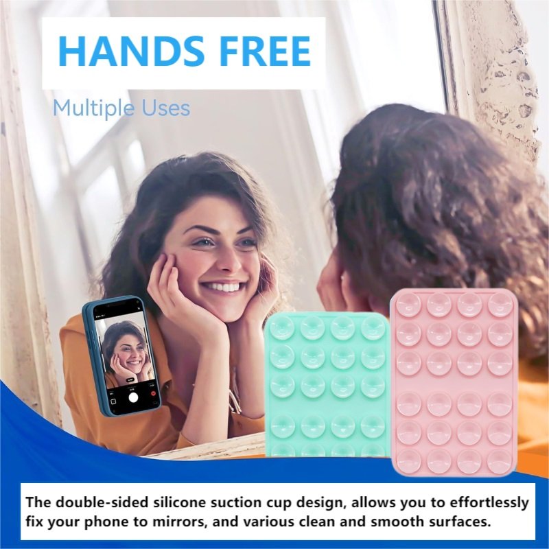 Mobile Phone Grip Double-sided Sticky Suction Pad Anti-slip Silicone Suction Cup Phone Grip Mobile Back Holder Stand For Mirror