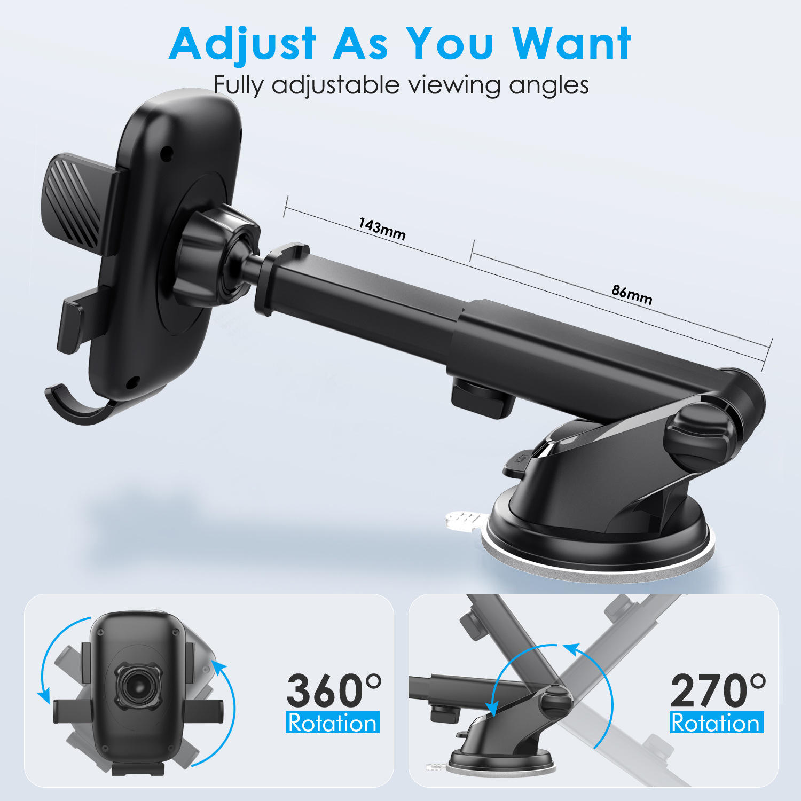 Abs 2 In 1 Set Cell Phone Mount For Car Phone Holder Mount 360 Rotation Air Vent Dashboard Mobile Phone Holders For Car Mount
