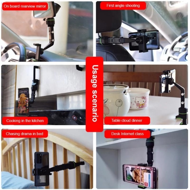 Wholesale H5 logo custom Flexible Rotatable Rearview Mirror Multifunctional Universal Car Mount cell phone Holder for iphone