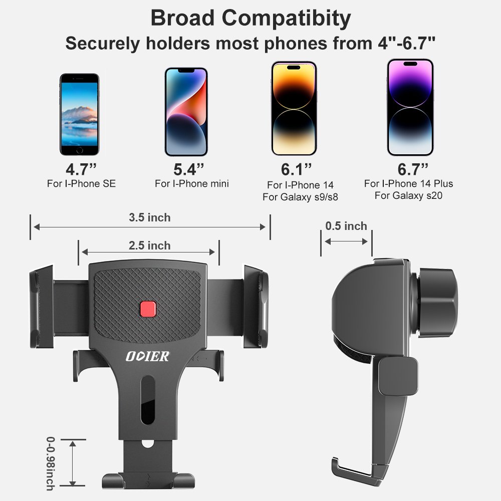 Button self-locking car mobile phone holder mount smart car phone holder rotatable car phone holder