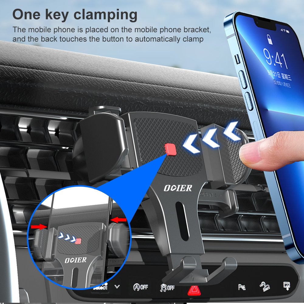 Button self-locking car mobile phone holder mount smart car phone holder rotatable car phone holder