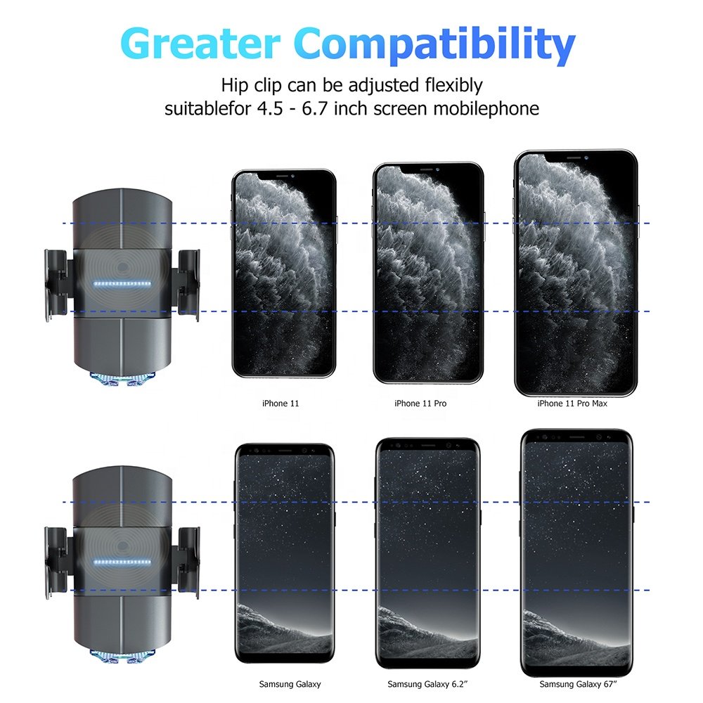 Smart Qi Wireless Car Charger Mount Auto Clamping 10W 15W Mobile Phone Quick Charging Holder