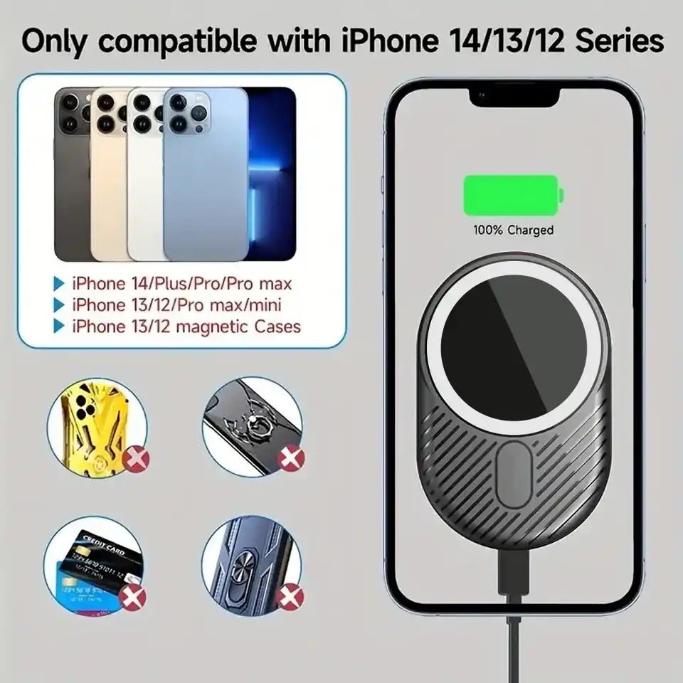Wireless Car Charger Vent Mount with Strong Magnetic Phone Grip 15W Convenient Wireless Charging Car Holder for Phone