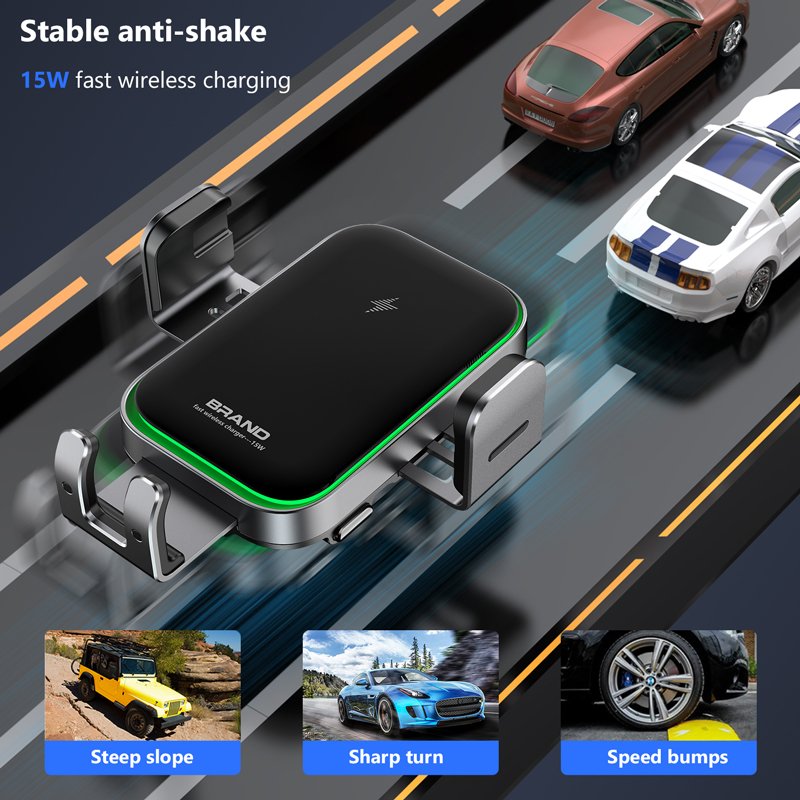 Dual Coil Automatic 15w Smart Sensor Car Phone Holder Mount Wireless Charger