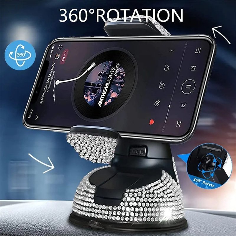 Wholesale Rhinestone Waterproof Mobile Stand 360 Rotation Dashboard Universal Car Phone Holder
