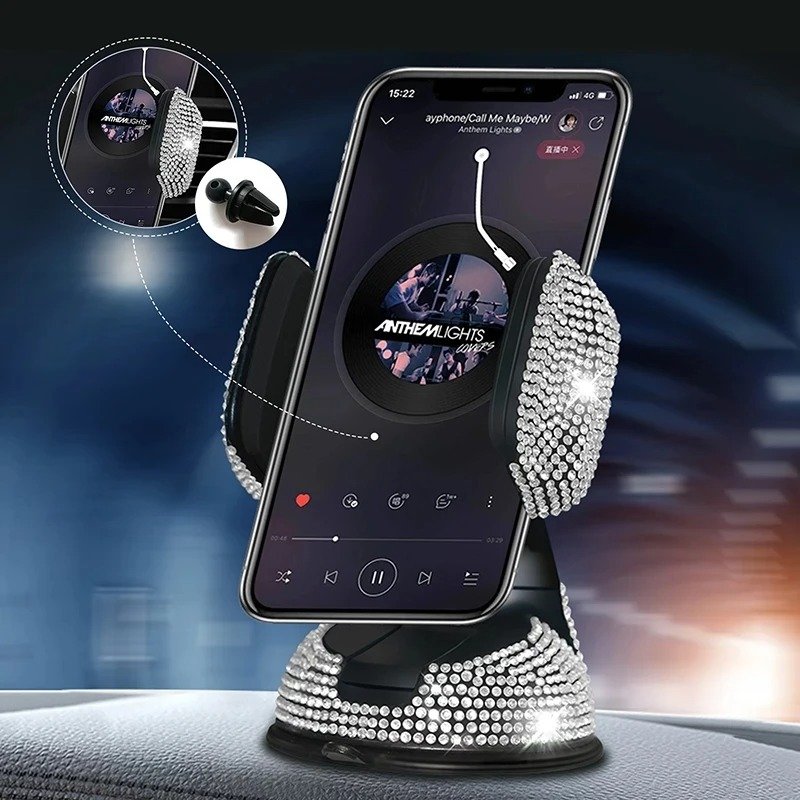 Wholesale Rhinestone Waterproof Mobile Stand 360 Rotation Dashboard Universal Car Phone Holder
